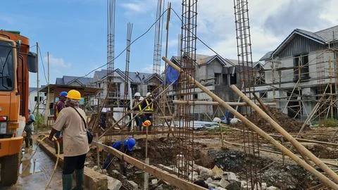 On Progress Construction Site of Housing Area Stock Photos