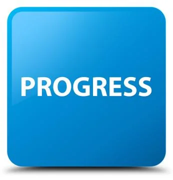 Progress cyan blue square button Stock Illustration