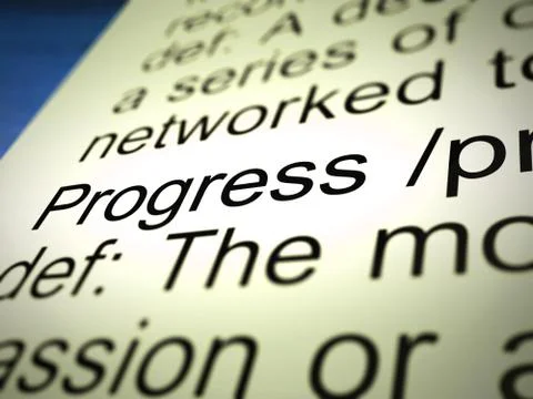 Progress definition means advancement or growth and development Ilustración de archivo