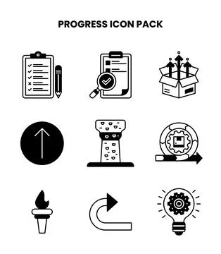 Progress DuoTone Bundle Icons Pack Stock Illustration