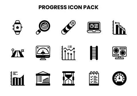 Progress DuoTone Bundle Icons Pack Stock Illustration
