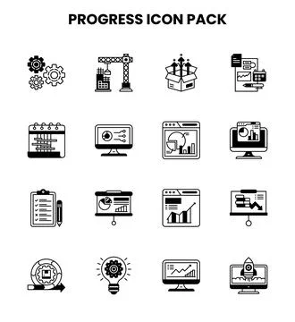 Progress DuoTone Design Icons Pack Stock Illustration