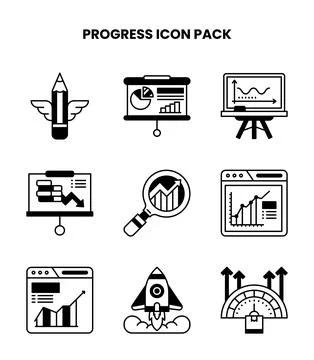 Progress DuoTone Design Icons Pack Stock Illustration