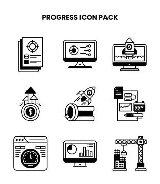 Progress DuoTone Design Icons Pack Stock Illustration