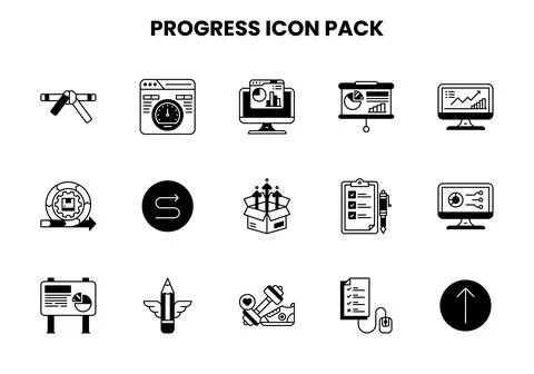 Progress DuoTone Graphics Icons Pack Stock Illustration