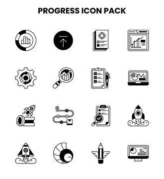 Progress DuoTone Set Icons Pack Stock Illustration
