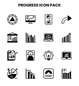 Progress DuoTone Set Icons Pack Stock Illustration