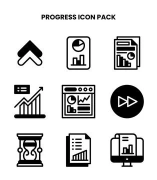 Progress DuoTone Set Icons Pack Stock Illustration