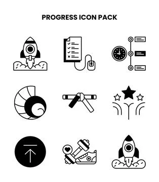 Progress DuoTone SVG Icons Pack Stock Illustration