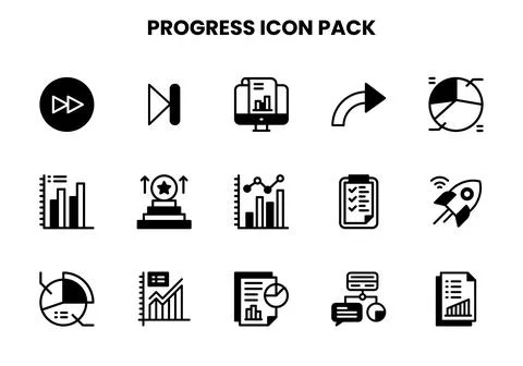 Progress DuoTone Vector Icons Pack Stock Illustration