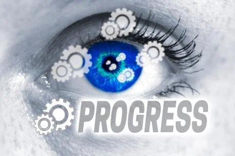 Progress eye looks at viewer concept background Stock Photos
