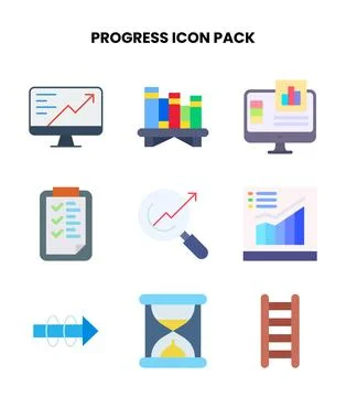 Progress Flat Bundle Icons Pack Stock Illustration