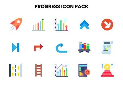 Progress Flat Bundle Icons Pack Illustrazione stock