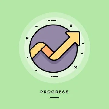Progress, flat design thin line banner. Vector illustration. Stock Illustration