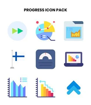 Progress Flat Graphics Icons Pack 库存插图