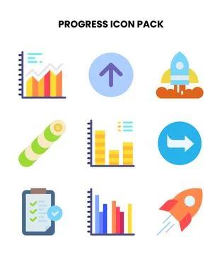 Progress Flat Graphics Icons Pack Stock Illustration