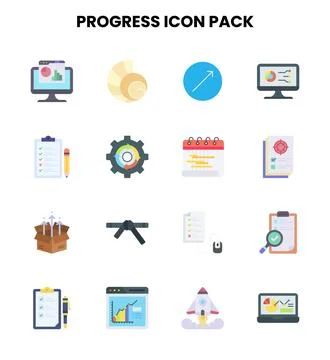 Progress Flat Scalable Icons Pack Stock Illustration