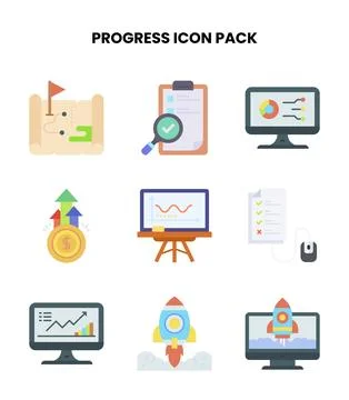 Progress Flat SVG Icons Pack Ilustración de archivo