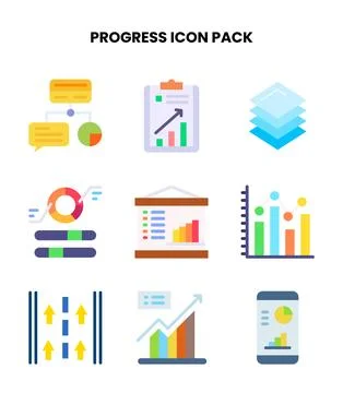 Progress Flat UI Icons Pack Stock Illustration