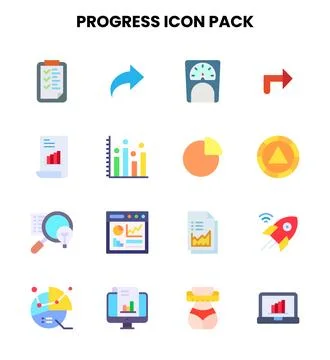 Progress Flat UI Icons Pack Illustrazione stock