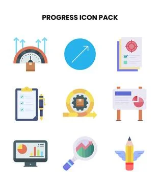 Progress Flat UI Icons Pack Stock Illustration