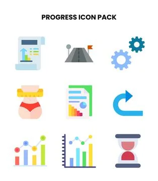 Progress Flat UI Icons Pack Stock Illustration