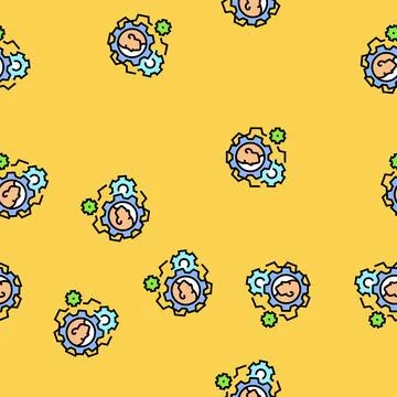 Progress gears motivation vector seamless pattern Stock Illustration