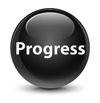 Progress glassy black round button Stock Illustration