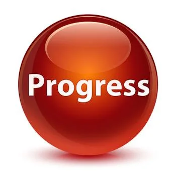 Progress glassy brown round button Stock Illustration