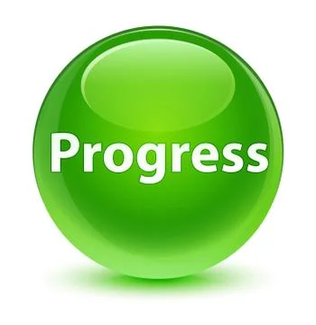 Progress glassy green round button Stock Illustration