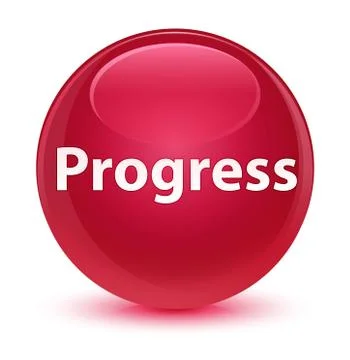 Progress glassy pink round button Stock Illustration