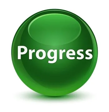 Progress glassy soft green round button Stock Illustration