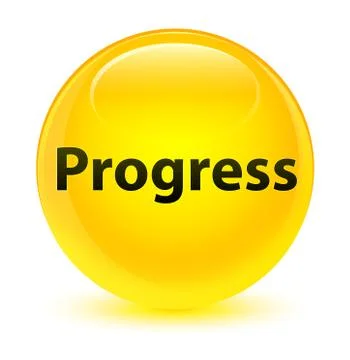 Progress glassy yellow round button Stock Illustration