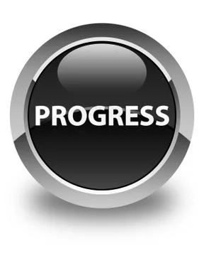 Progress glossy black round button Stock Illustration