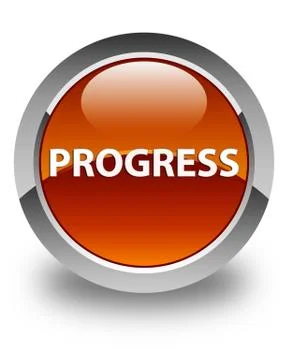 Progress glossy brown round button 스톡 일러스트