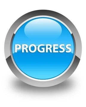Progress glossy cyan blue round button Stock Illustration