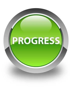 Progress glossy green round button Stock Illustration