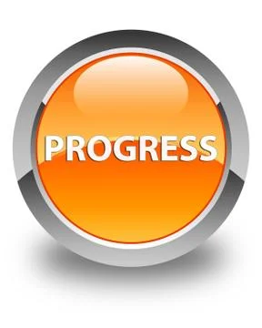 Progress glossy orange round button Stock Illustration