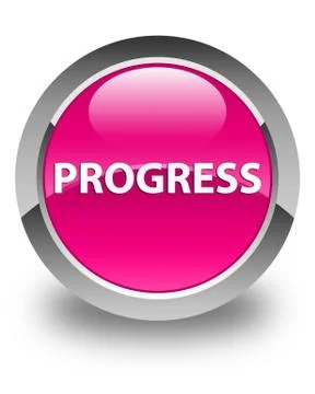 Progress glossy pink round button Stock Illustration