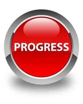 Progress glossy red round button Stock Illustration