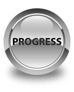 Progress glossy white round button Stock Illustration