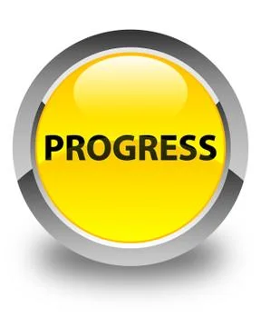 Progress glossy yellow round button Stock Illustration