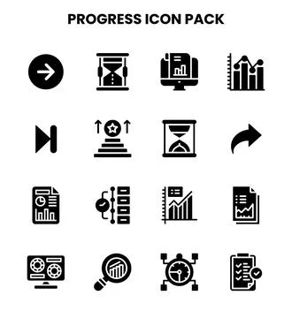 Progress Glyph Graphics Icons Pack Stock Illustration