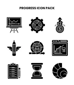 Progress Glyph Graphics Icons Pack Stock Illustration