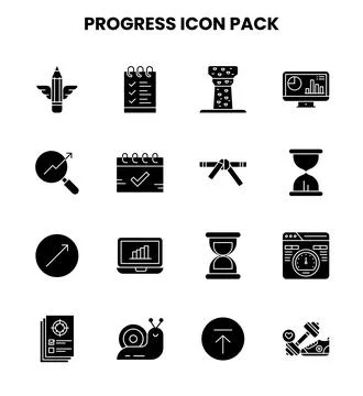 Progress Glyph Icons Pack Stock Illustration