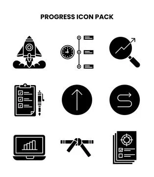 Progress Glyph Scalable Icons Pack Stock Illustration