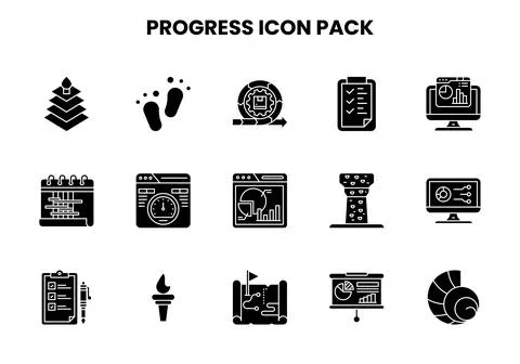 Progress Glyph SVG Icons Pack Ilustración de archivo