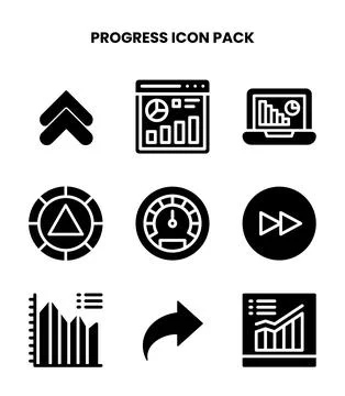 Progress Glyph UI Icons Pack Stock Illustration