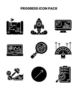Progress Glyph Vector Icons Pack Ilustración de archivo