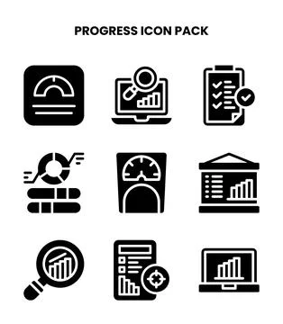 Progress Glyph Vector Icons Pack Ilustración de archivo